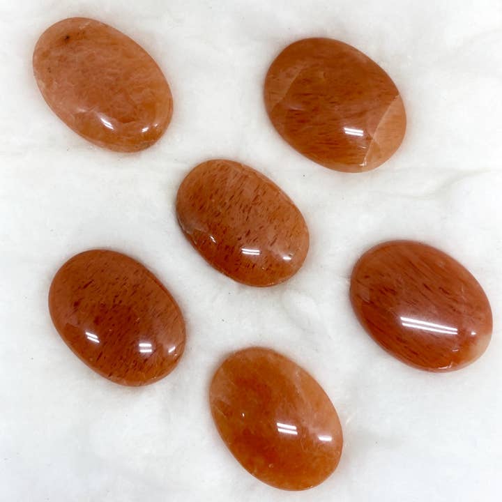 REMOVED BRAND - Wholesale Spiritual Stone/Crystal - Orange Aventurine Crystal Pocket Stones, Palm - Oval Stones