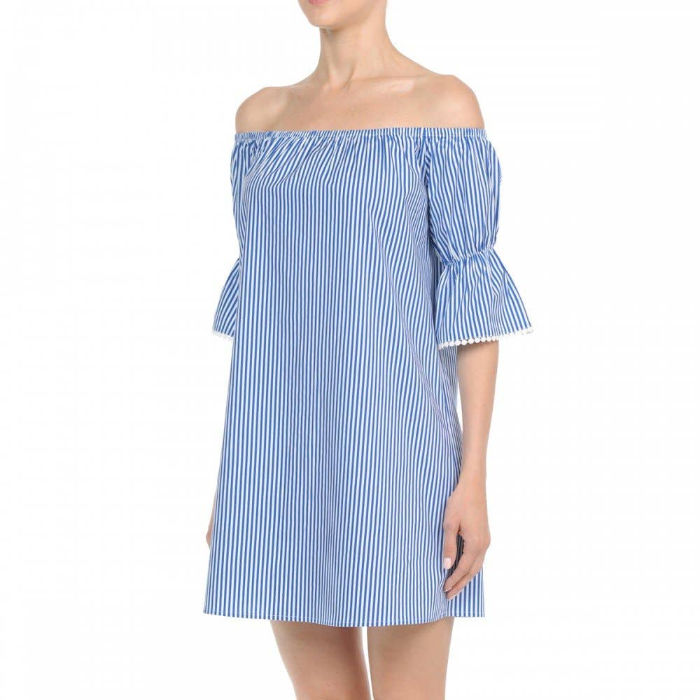 Paperdoll – Engroshandel Kjole - Dame – STRIBET POPLIN OFF VÆVET MINI KJOLE3