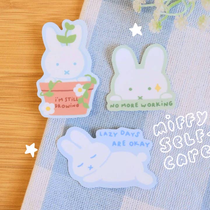 Bunny Self-Care Stickers for wholesale by byUme Co.