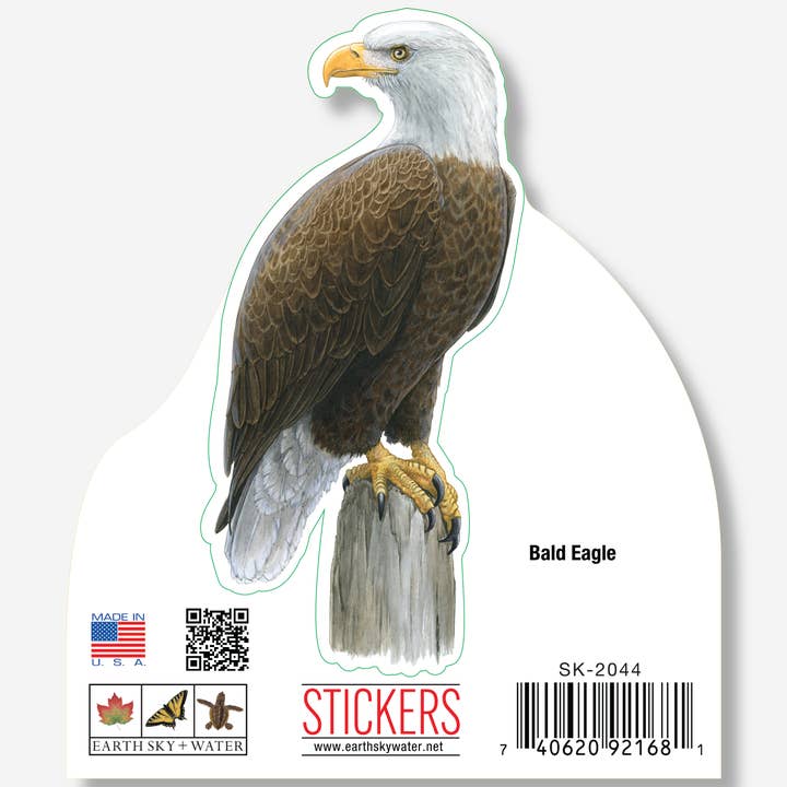 Bald Eagle Nature Sticker, 3.5" wide for wholesale by Earth Sky + Water