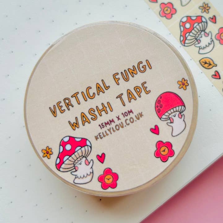Fungi Cuties Vertical Washi Tape for wholesale by Kellylou