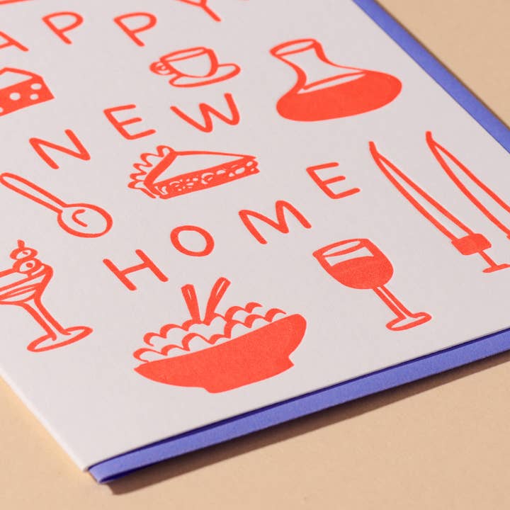 And Here We Are - Wholesale Housewarming Card - Happy New Home Letterpress Food Icons Housewarming Card- Made in USA1