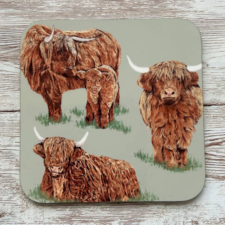 Highland Cow Coaster for wholesale by Discover and Draw