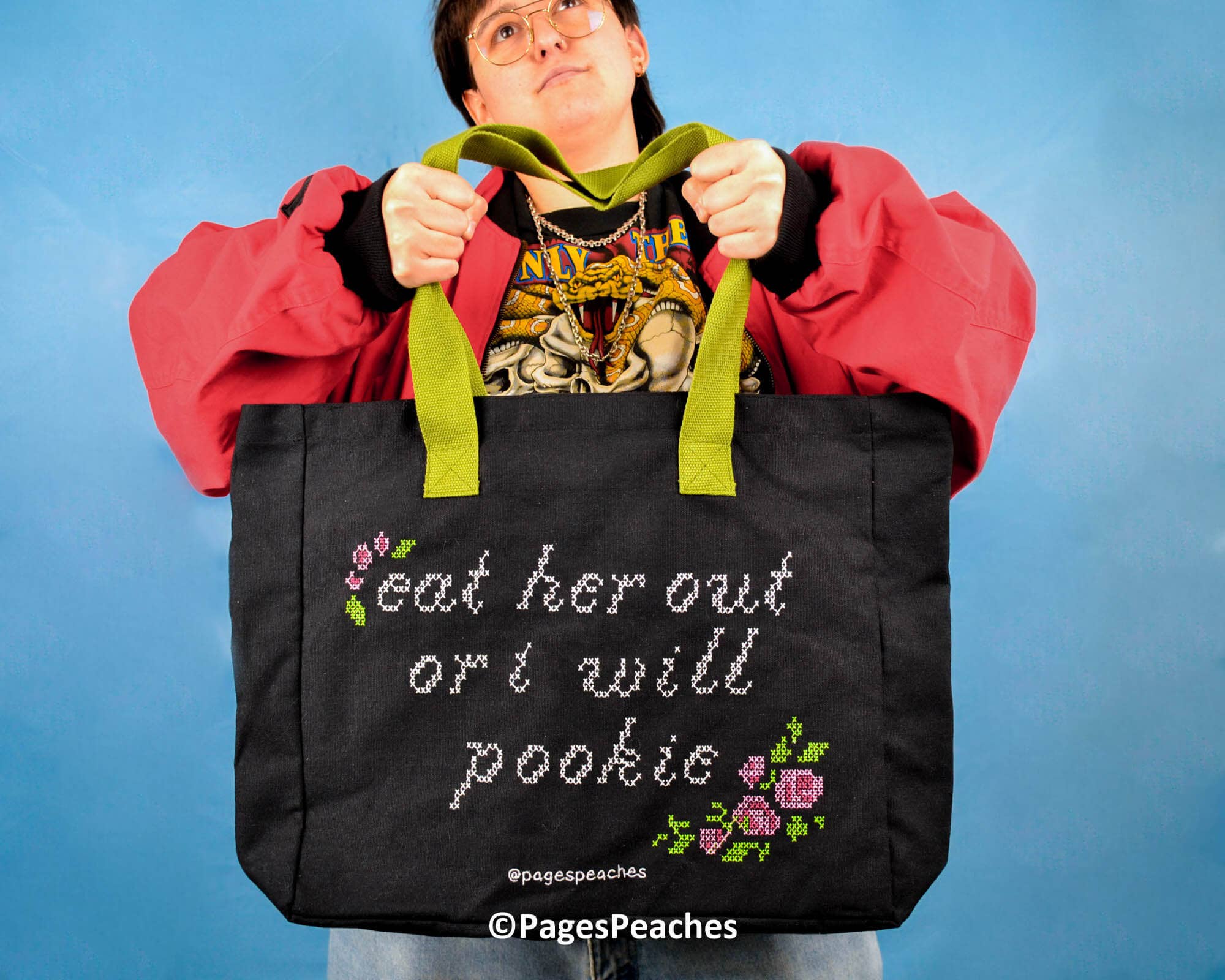 Page's Peaches - Wholesale Tote Bag - Unisex - Eat Her Out Tote Bag - Laptop and -Bottle Pocket5
