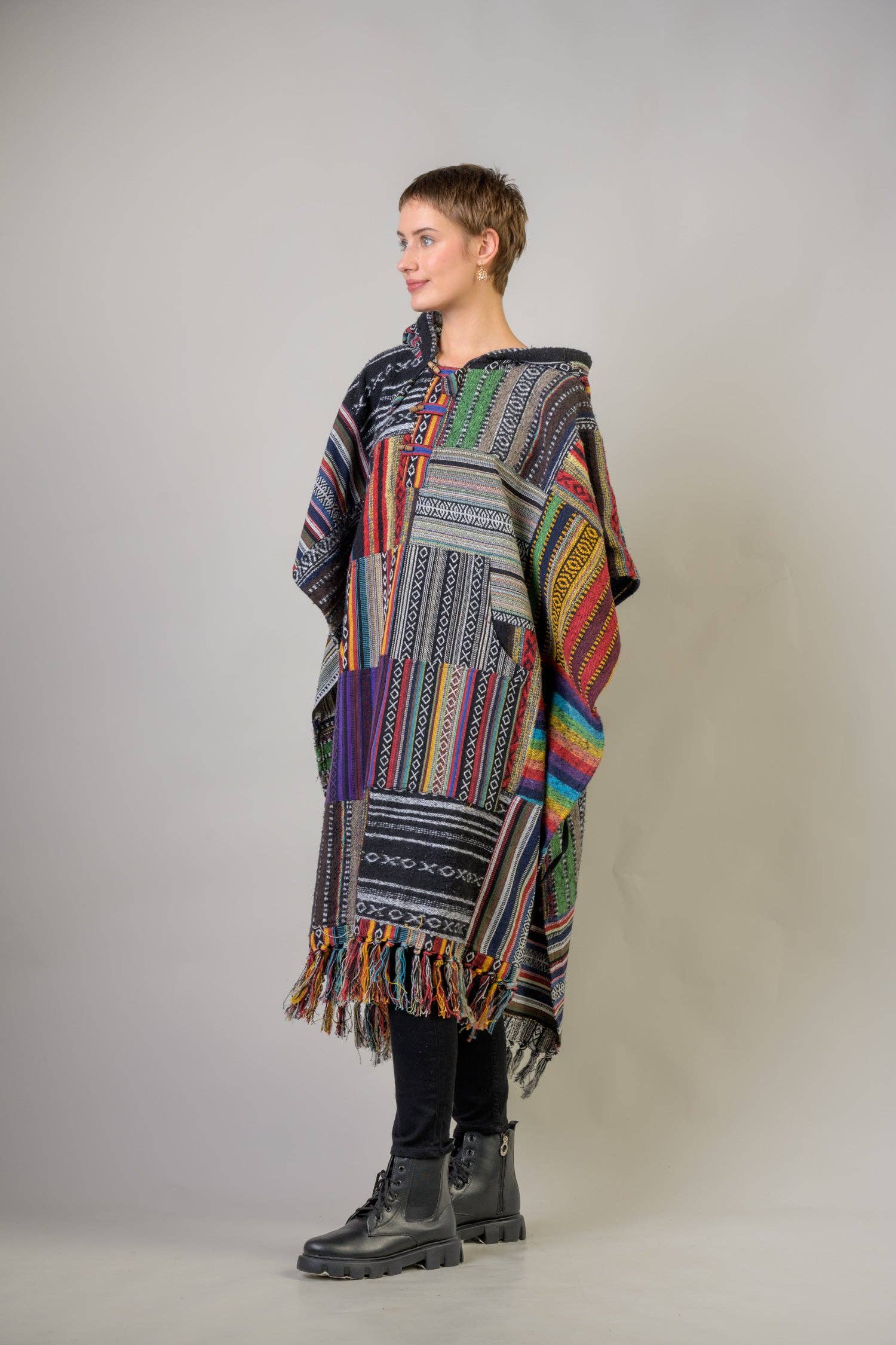 Rhea - Vente Poncho – femme - Poncho en coton à motif Rhea17