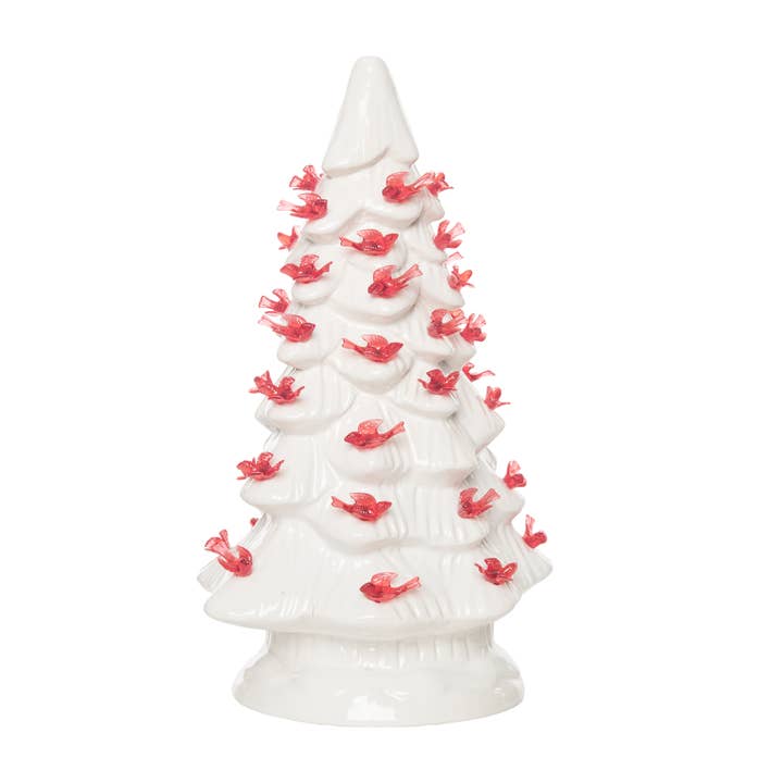 Transpac - Wholesale Christmas Decoration - Ceramic 11.8" Christmas Cardinal Tree