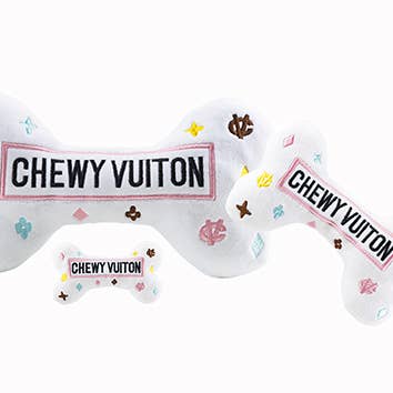 Haute Diggity Dog - Wholesale Pet Squeaky Toy - Dog - White Chewy Vuiton Bones Squeaker Dog Toy