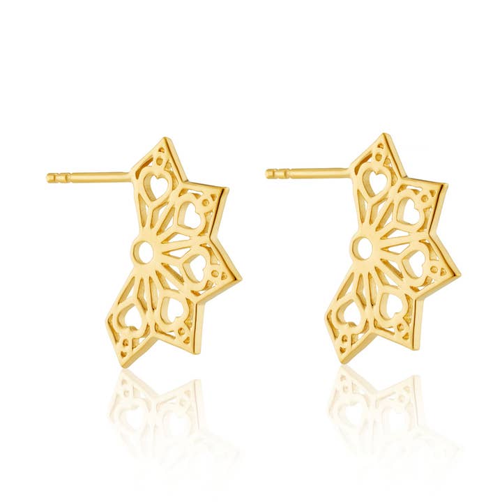 CRÉOLES GÉOMÉTRIQUES QUEEN OF HEARTS pour la vente par Fool's Gold Jewellery