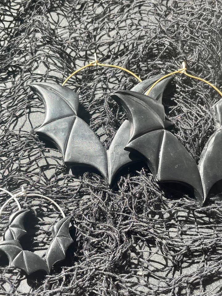 Batty hoop earrings for wholesale by She makes clay