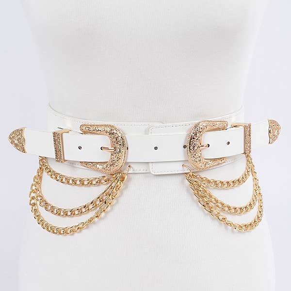 Cintura a doppia fibbia con catene per la vendita all'ingrosso da parte di 3AM BY H&D ACCESSORIES