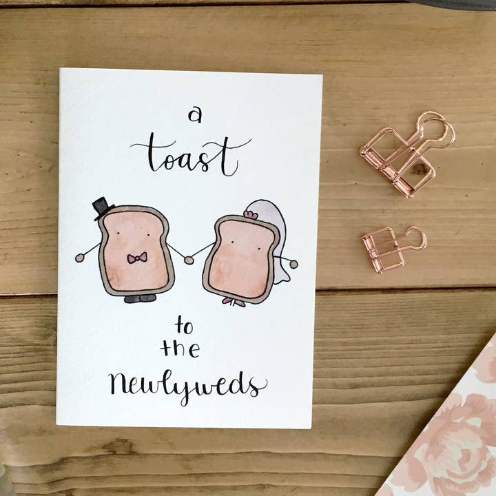 Wedding – “A Toast To The Newlyweds” Toast Couple Pun Card for wholesale by kenziecards