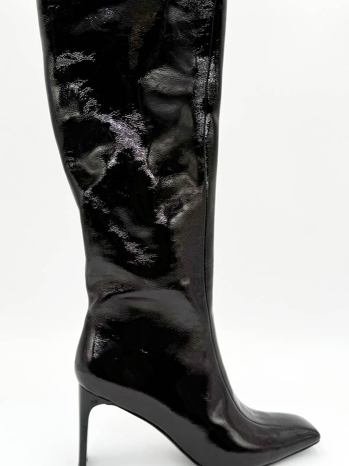 Mishel Black Tall Leather Patent Holiday Boot for wholesale on Faire