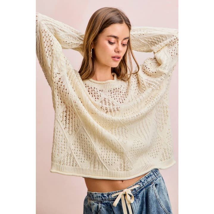 Top de punto abierto con patrón de diamante para venta al por mayor de IVE