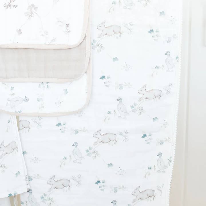 Fawn & Foster - Wholesale Quilt - Kids & Baby - Organic Muslin Gauze Quilt Baby Blanket | Ivy Hollow Bunny6