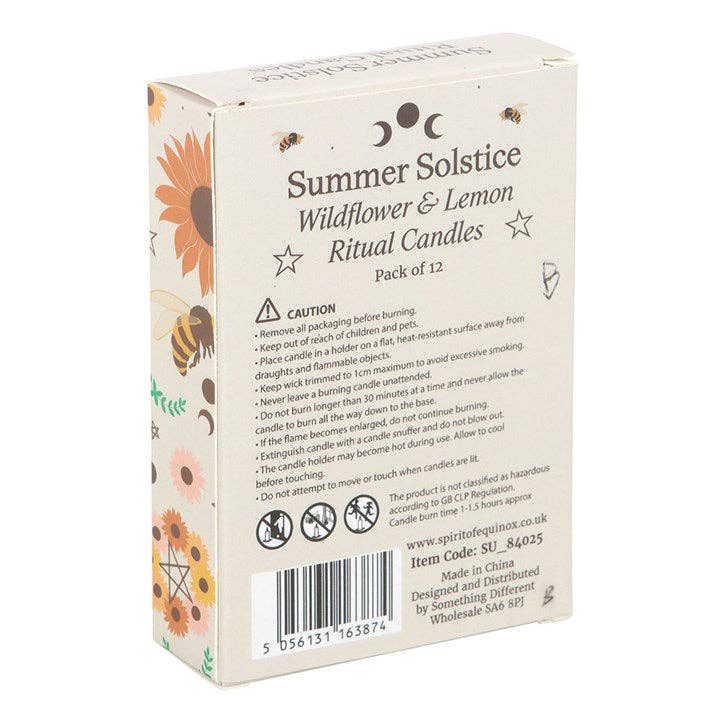Something Different Wholesale - Wholesale Tapered Candle/Candlestick - Wildflower & Lemon Summer Solstice Ritual Candles