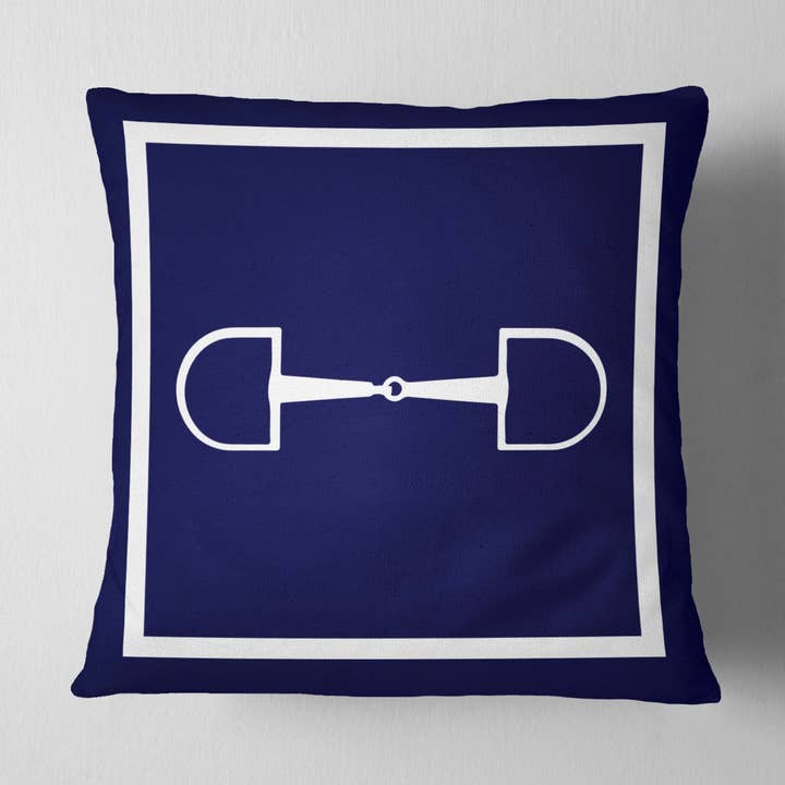 Horse Bit Horse Navy Pillow for wholesale by Barrel Down South