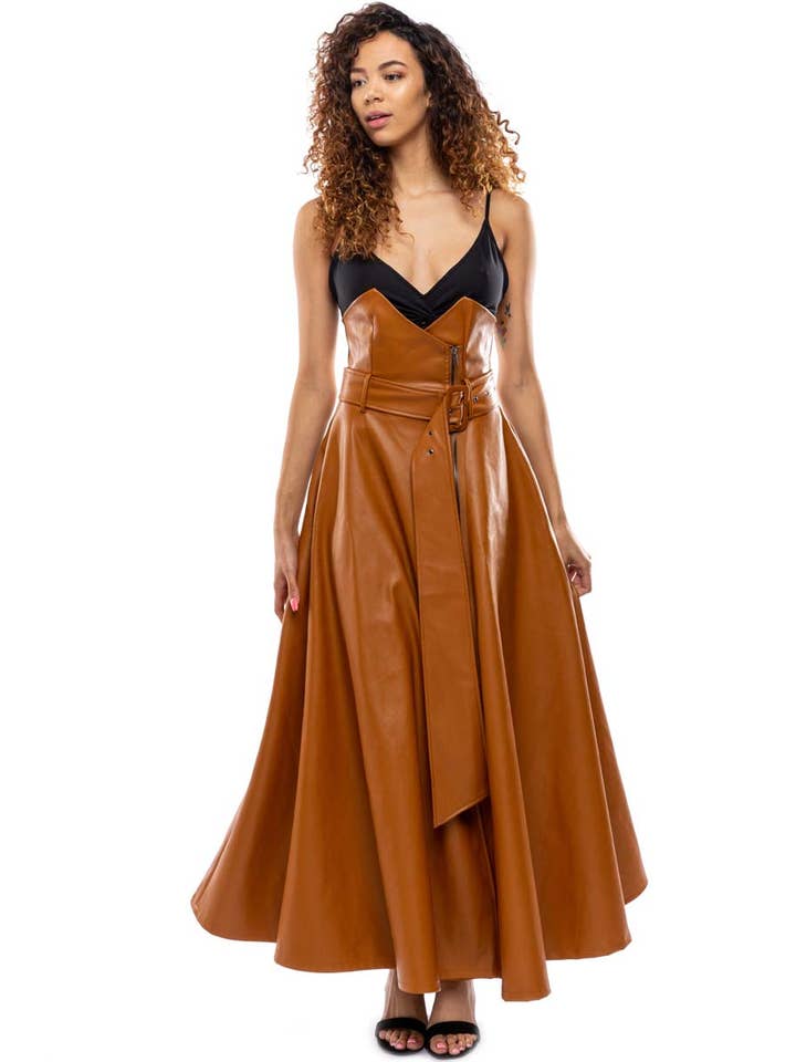 TOV - Vente Jupe – femme - Jupe taille haute en cuir végan1