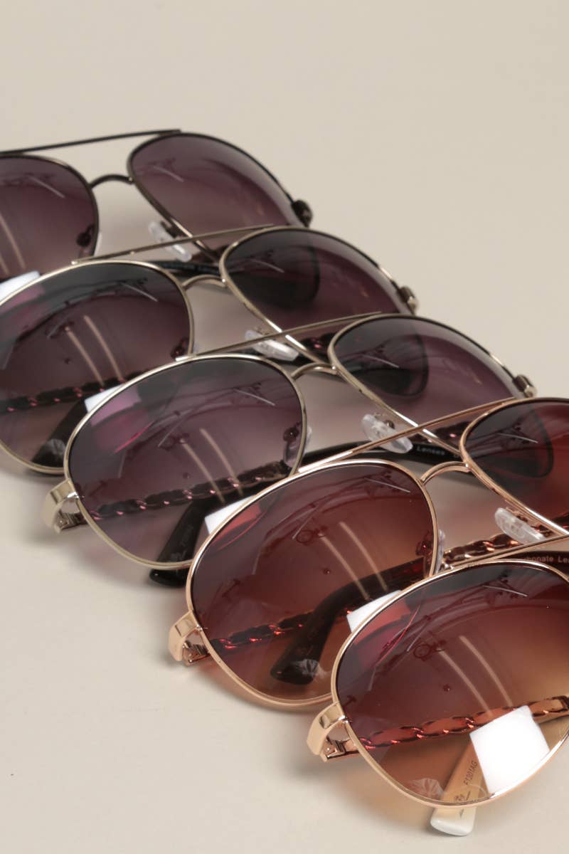  ASSORTED COLOR Women's Chain Detail Aviator Sunglasses for wholesale on Faire7