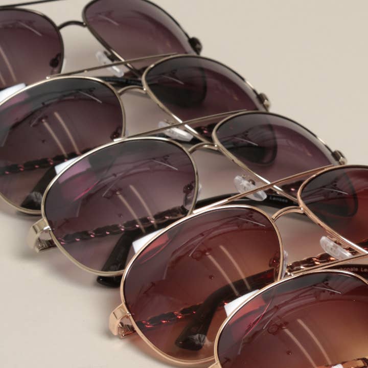 ASSORTED COLOR Women's Chain Detail Aviator Sunglasses for wholesale on Faire7