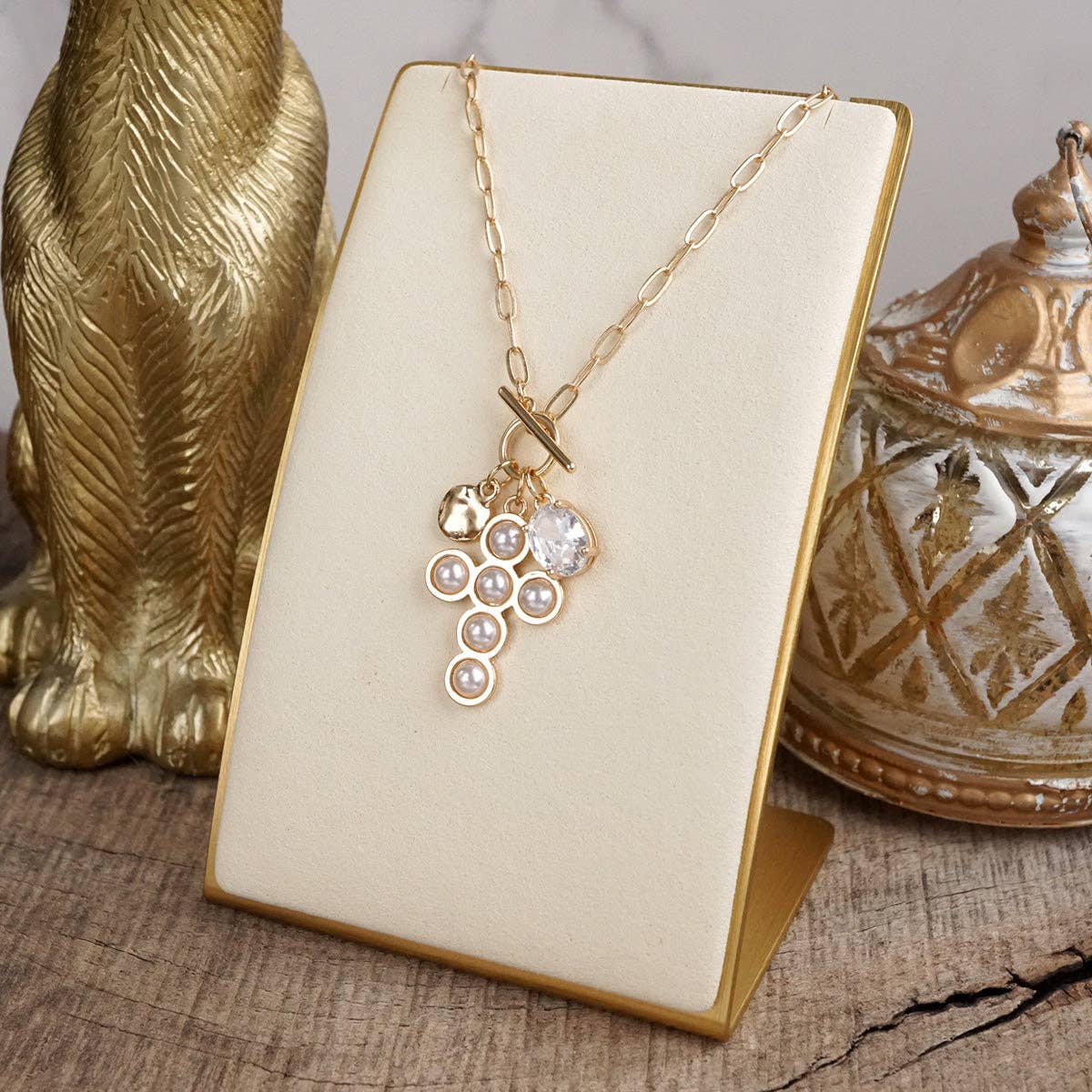 PennyLine inc - Wholesale Pendant/Charm Necklace - Grace Notes – Dainty Charm Cluster Necklace on Paperclip Chain3