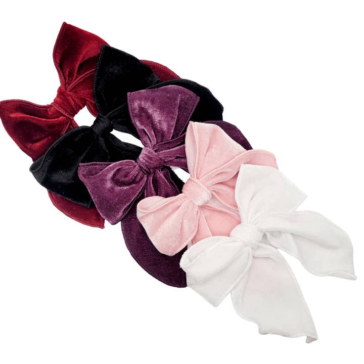 Serged Velvet Hair Bows for wholesale by Kofi Kreations