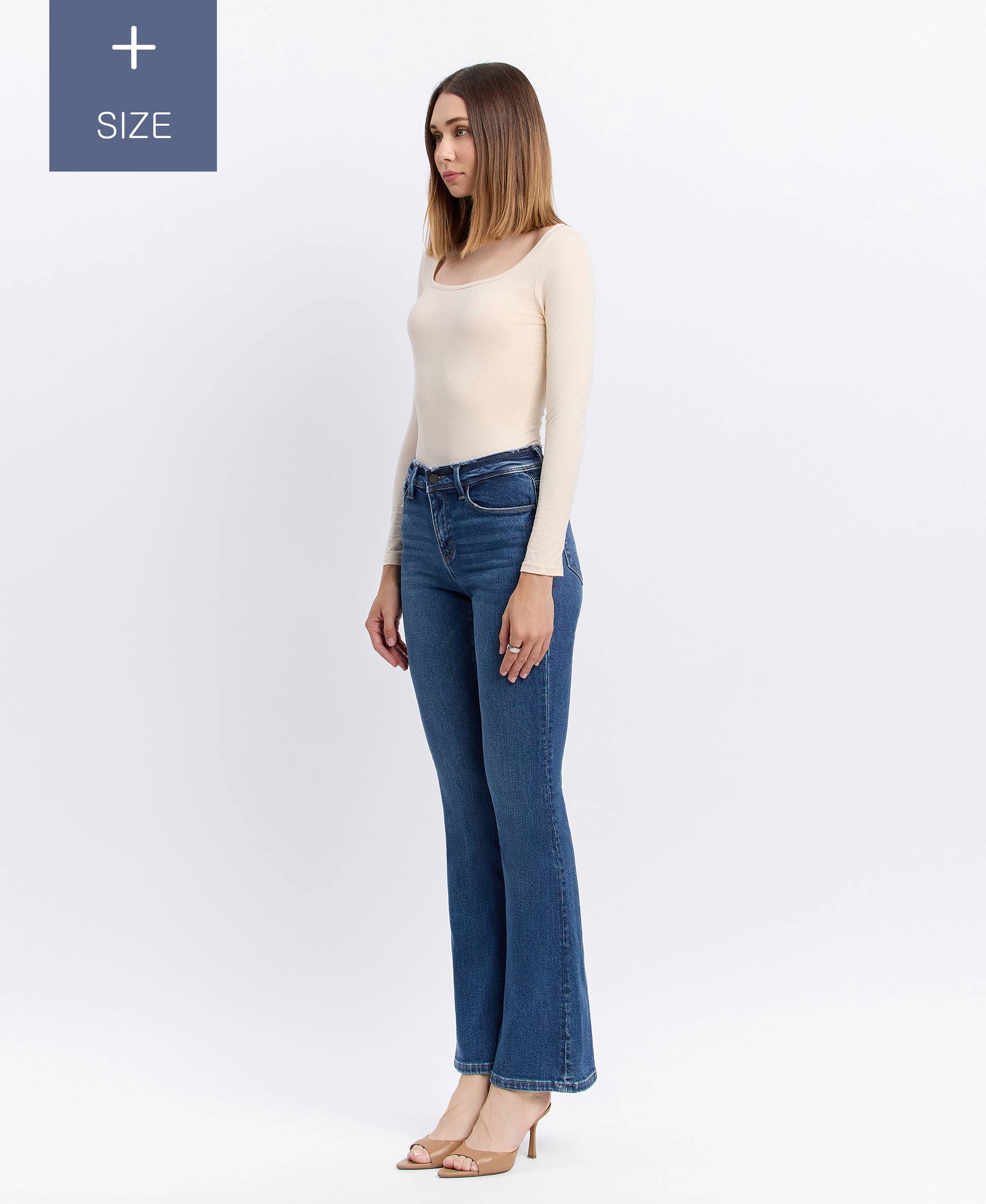 AMETHYST PLUS MID RISE SEAMLESS WAISTBAND BOOTCUT JEANS T6105-P for wholesale on Faire6