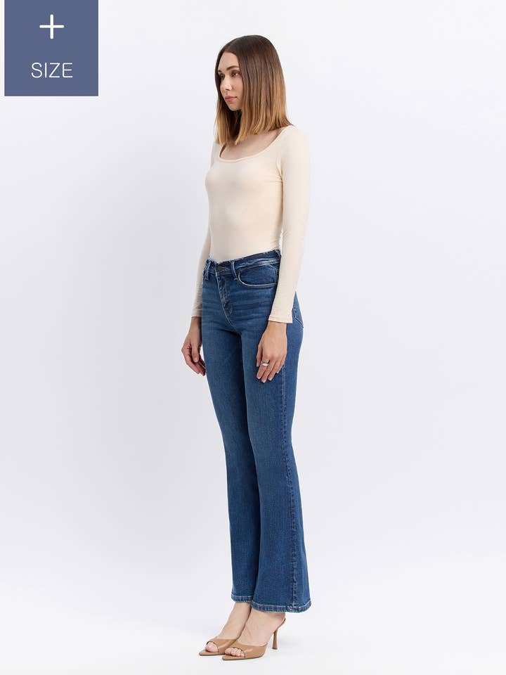 AMETHYST PLUS MID RISE SEAMLESS WAISTBAND BOOTCUT JEANS T6105-P for wholesale on Faire6