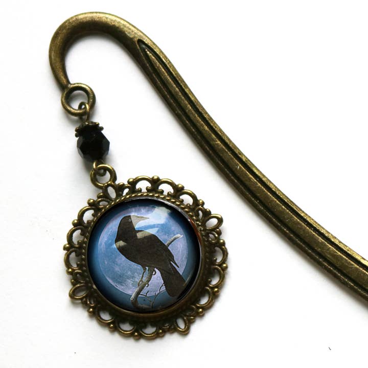 Purple Crow or Raven Goth Halloween Bronze Bookmark for wholesale by The Divine Iguana