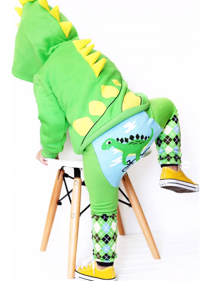 Doodle Pants - Wholesale Hoodie - Kids - Dino Green With Yellow Spikes Toddler and Kids 3D Hoodie