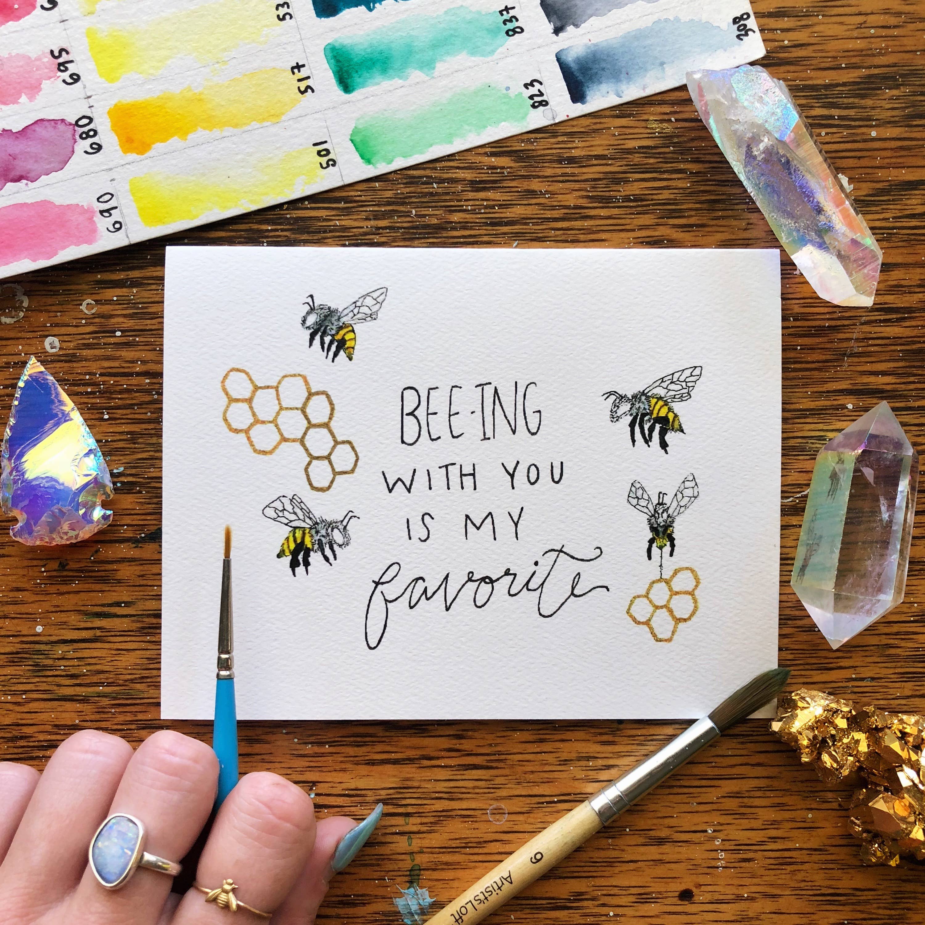 Jess Weymouth - Vente Cartes de déclaration d'amour - Carte de vœux Bee-ing with You1