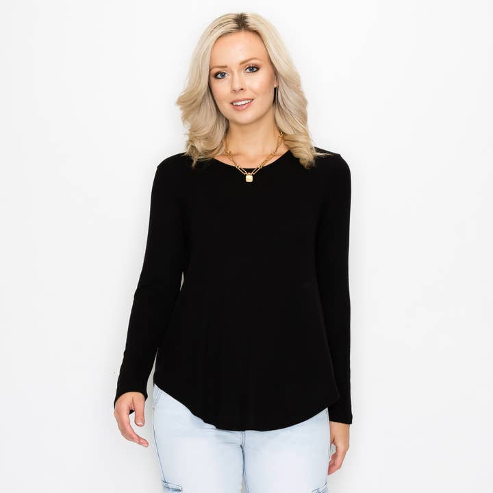 BABY THERMAL LONG SLEEVE SCOOP SWING TEE -BLACK for wholesale by Coin 1804