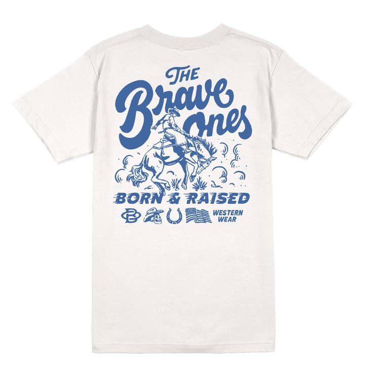 Born A Cowboy T-shirt - Vintage White for wholesale by The Brave Ones