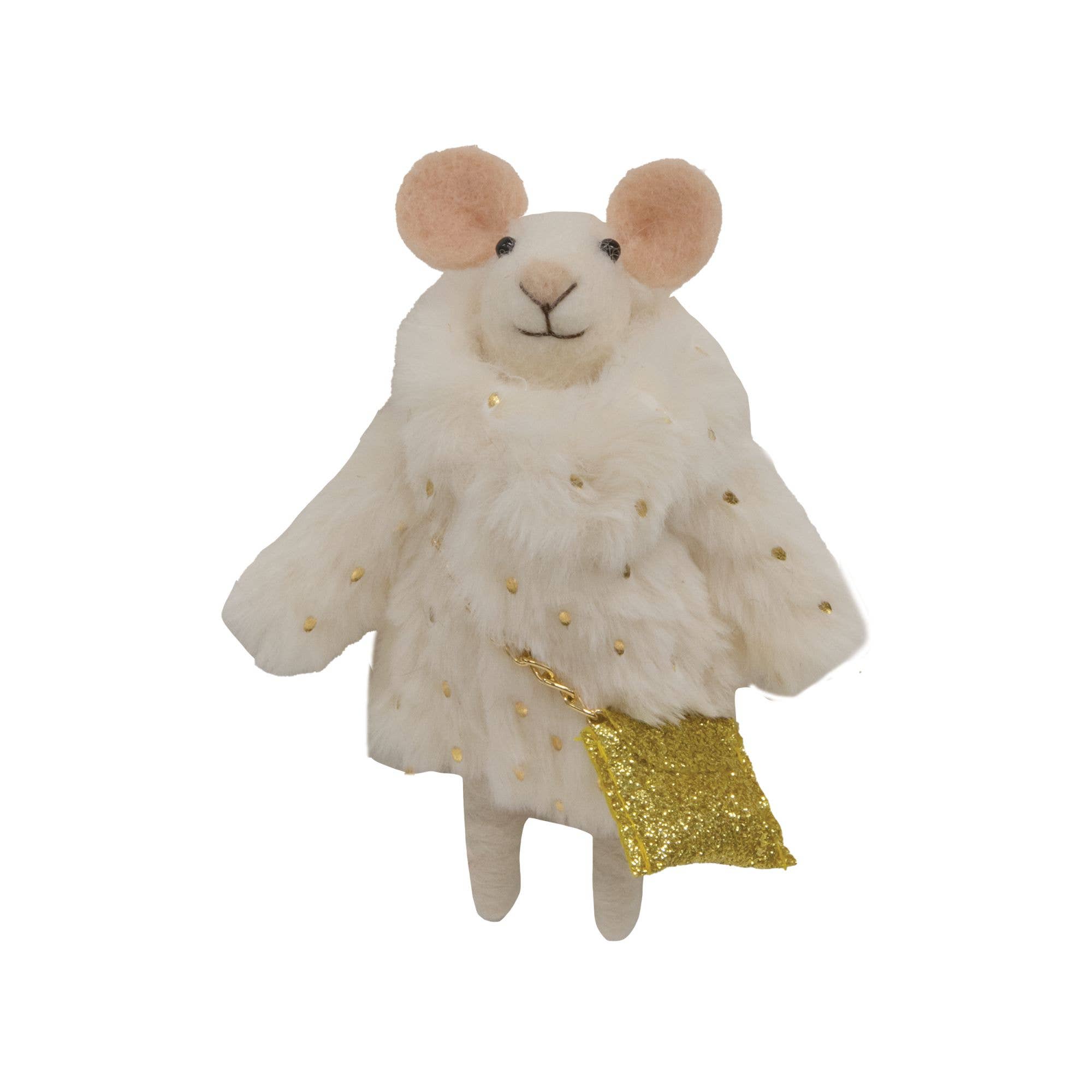 Bright Ideas - Wholesale Ornament - Christmas Fur Coat Mouse Felted Ornament0