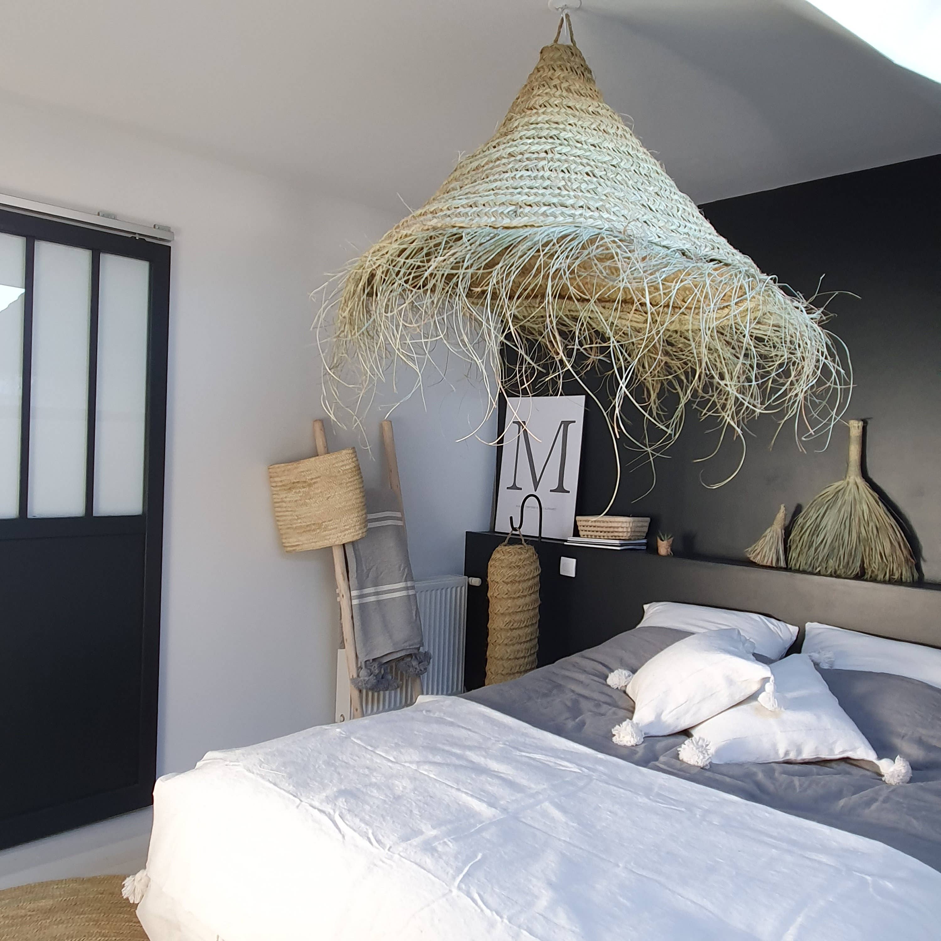 martitec - Vente Lustre/Suspension - Grande suspension en osier naturel 90 cm1