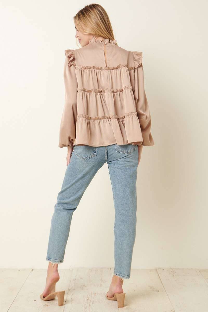 mittoshop - Wholesale Blouse - Women's - SATIN RUFFLE TIER DETAIL BLOUSE7