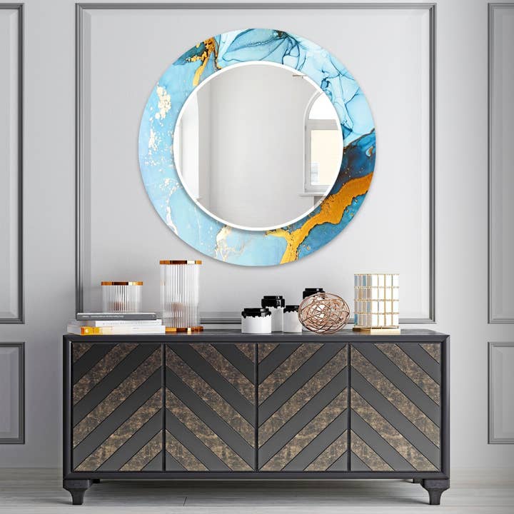 Abstract Tempered Glass Wall Mirror for wholesale by MyPhotostation