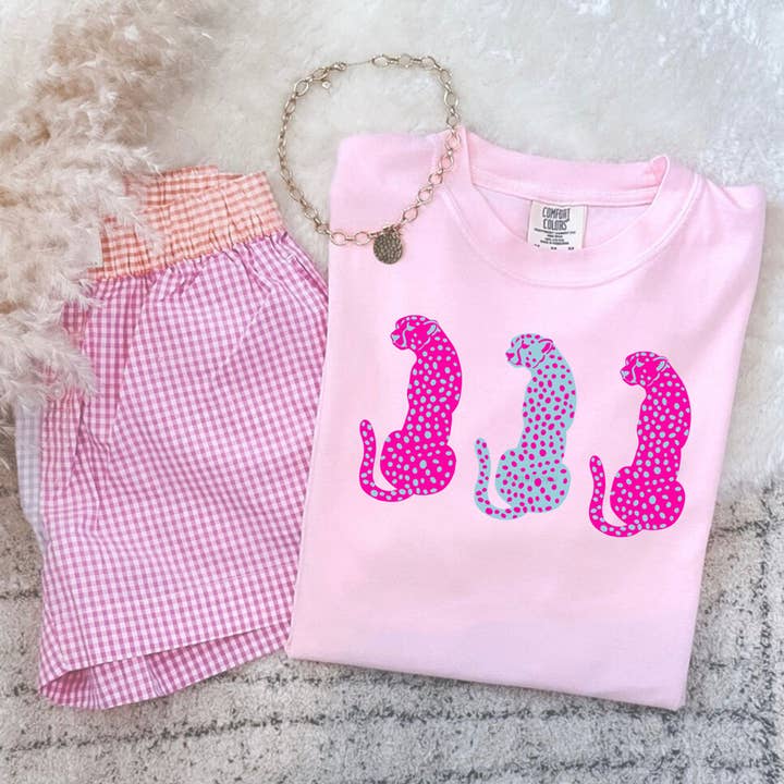 Pink/Blue Cheetahs DTF Heat Transfer for wholesale by Trendy Transfers