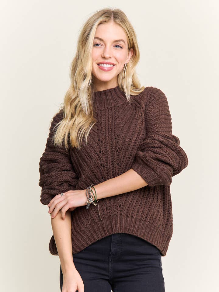 MAGLIONE A GIROCOLLO IN MAGLIA A TRECCIA CESW4173 per la vendita all'ingrosso da parte di ADORA LA