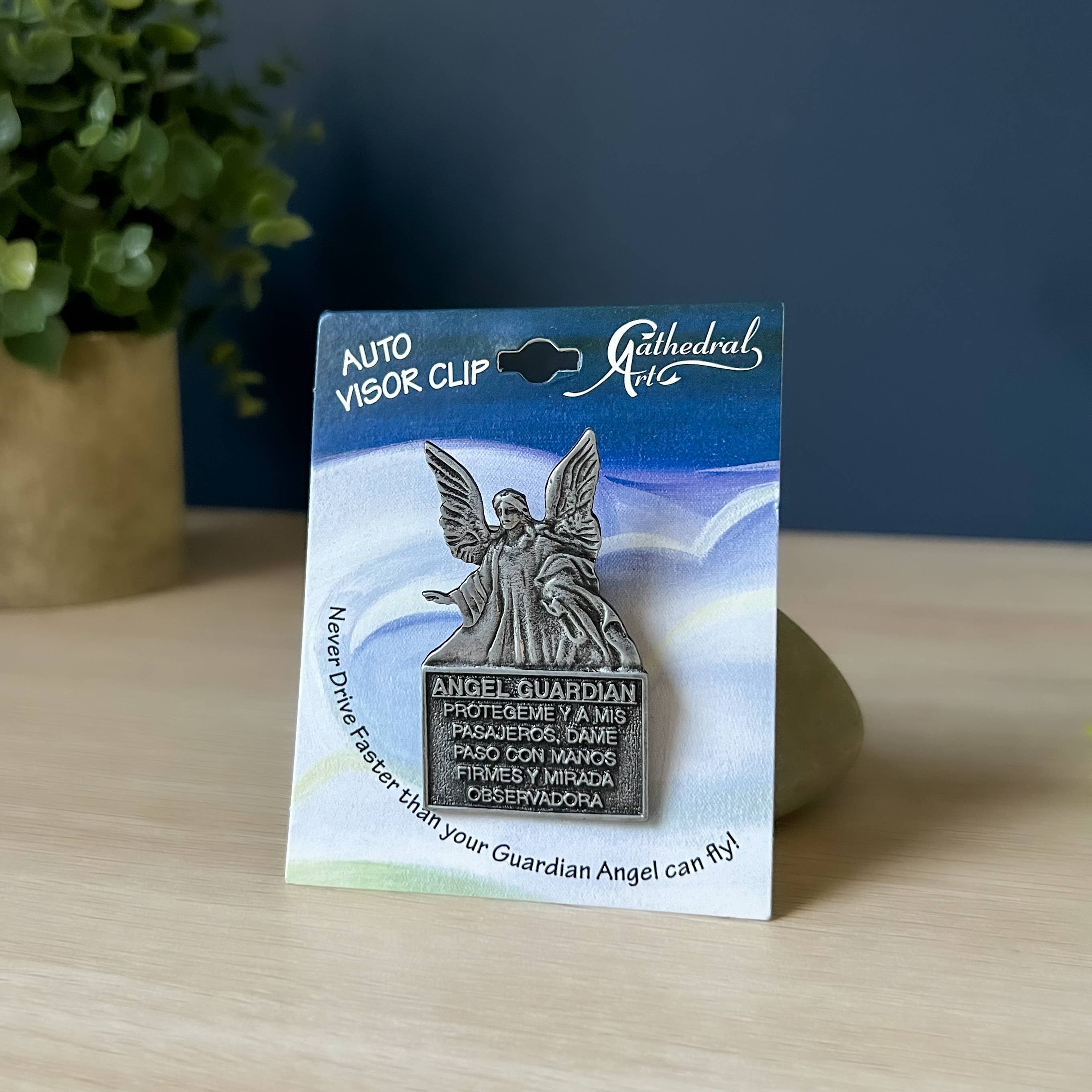 Abbey + CA Gift - Wholesale Car Decorative Charm - Unisex - Spanish Guardian Angel Motorist Prayer Visor Clip 2