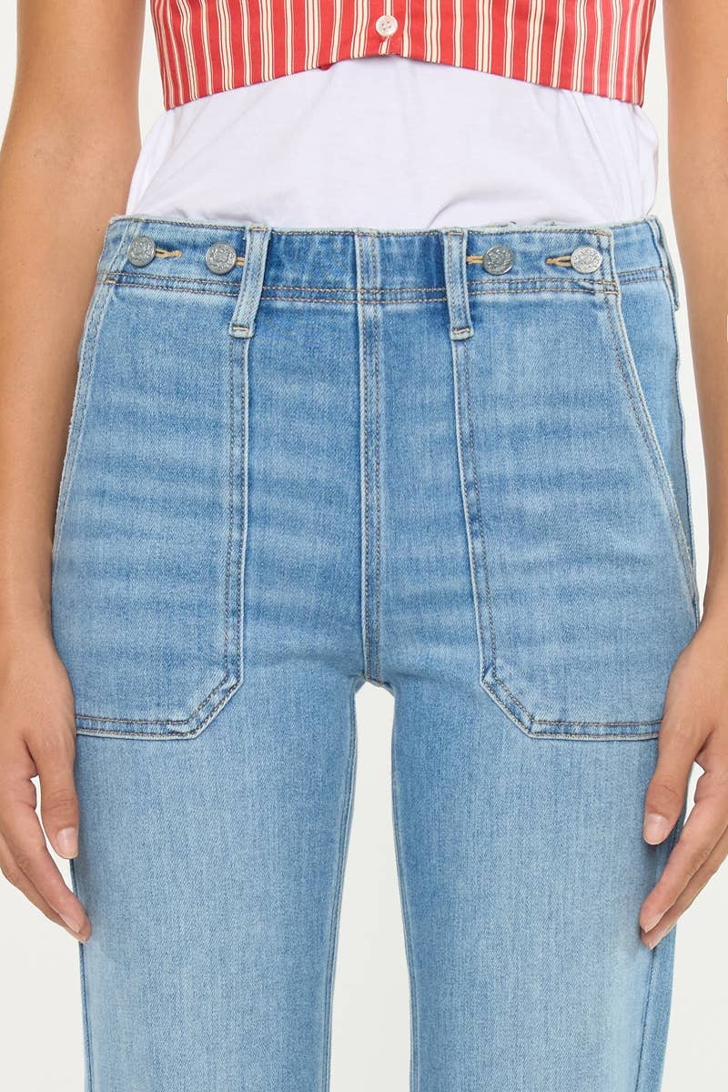 MEDIUM OPEN PACK HIGH RISE WIDE FLARE JEANS-KC9448M for wholesale on Faire7