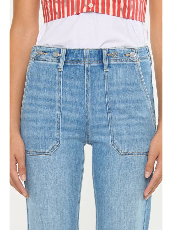 MEDIUM OPEN PACK HIGH RISE WIDE FLARE JEANS-KC9448M for wholesale on Faire7