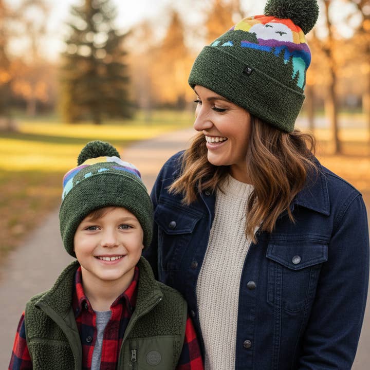 Kid Bear Pom Beanie Warm Winter Knit Hat for Outdoor Adventure for wholesale by Northern Icons Creations INC