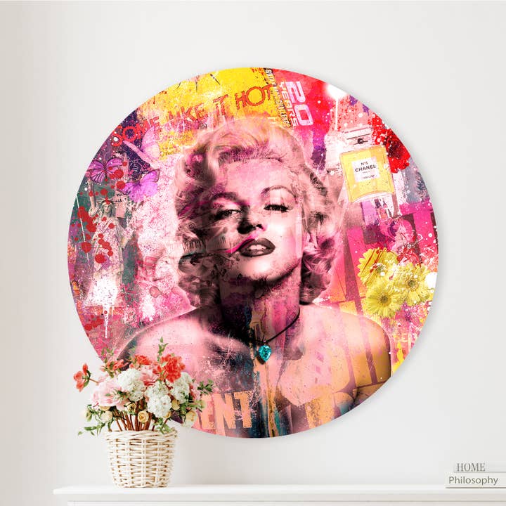 Cercle mural - Marilyn Monroe - Dibond de qualité supérieure pour la vente par Sferico