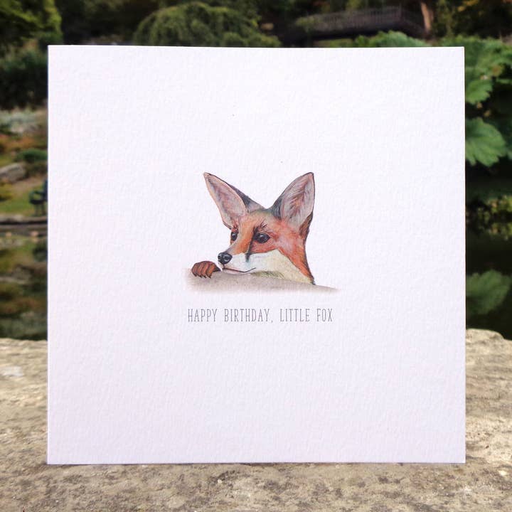 Happy Birthday, Little Fox Blank Greetings Card for wholesale by Little Plover