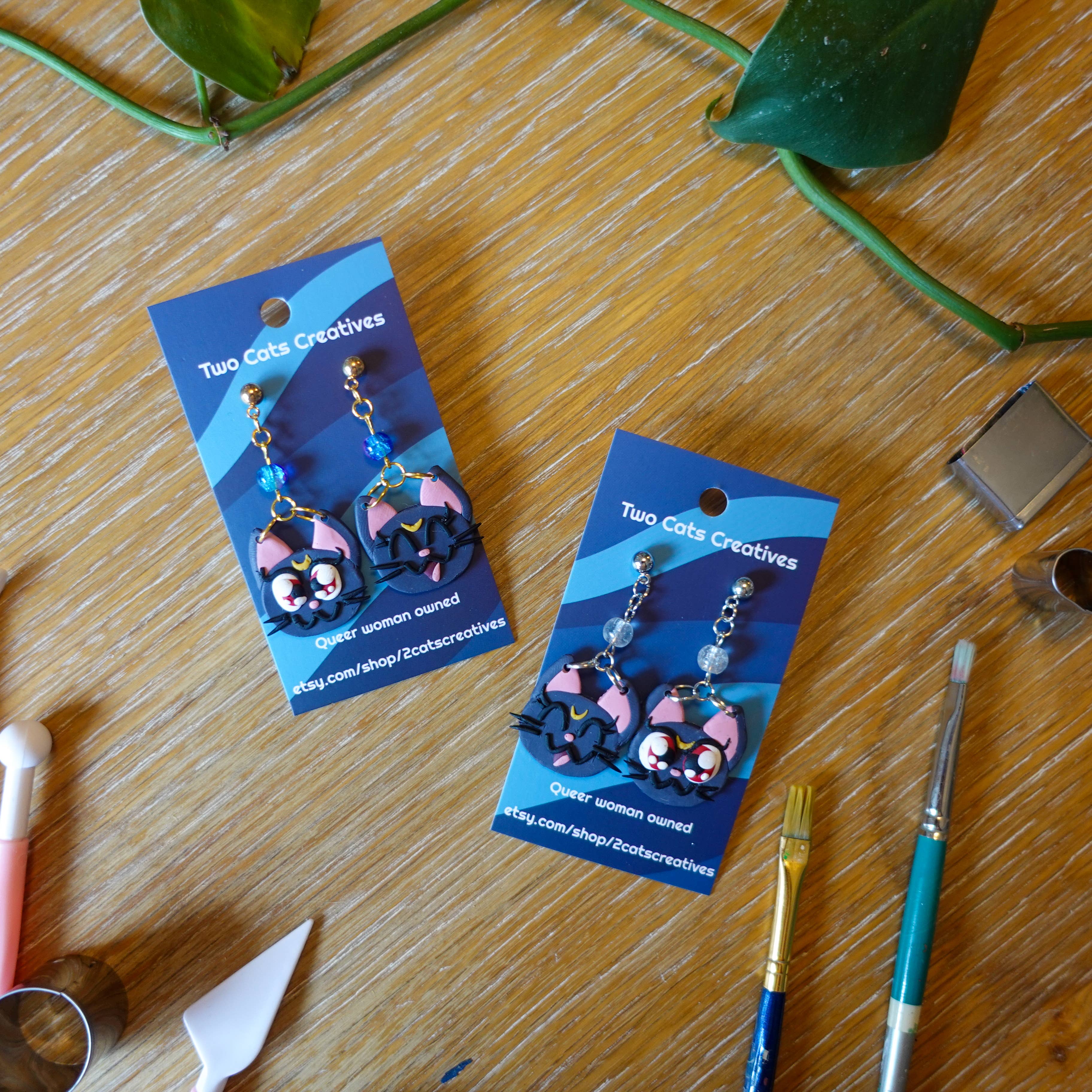 Two Cats Creatives - Venta al por mayor Pendientes colgantes - Pendientes hechos a mano Luna Sailor Moon  6