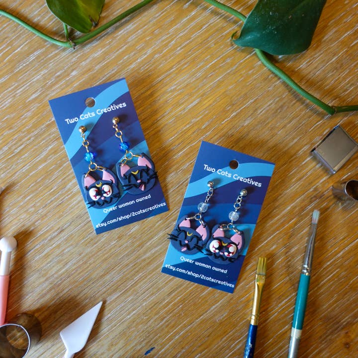 Two Cats Creatives - Venta al por mayor Pendientes colgantes - Pendientes hechos a mano Luna Sailor Moon 6