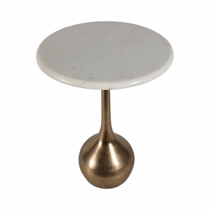 Sagebrook Home - Wholesale Side Table - White/Gold 20 in. Aluminum Marble Accent Table Ball Base