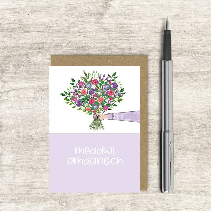 Meddwl Amdanoch (Tänker på dig) - Vykort med walesiska hälsningar för wholesale av Dandelion Stationery
