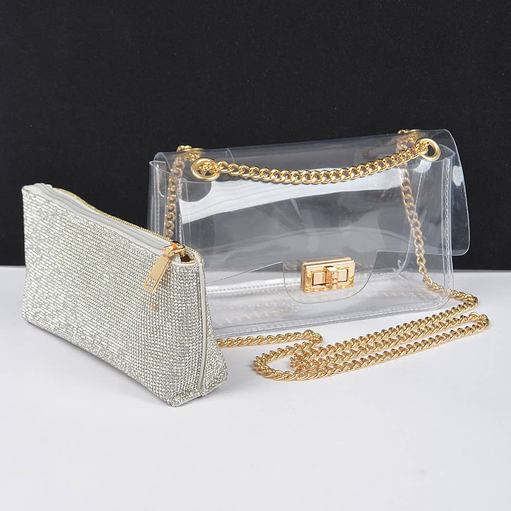 3AM BY H&D ACCESSORIES - Wholesale Crossbody Bag - Women's - Transparent Crossbody Bag W/Rhinestone Clutch1