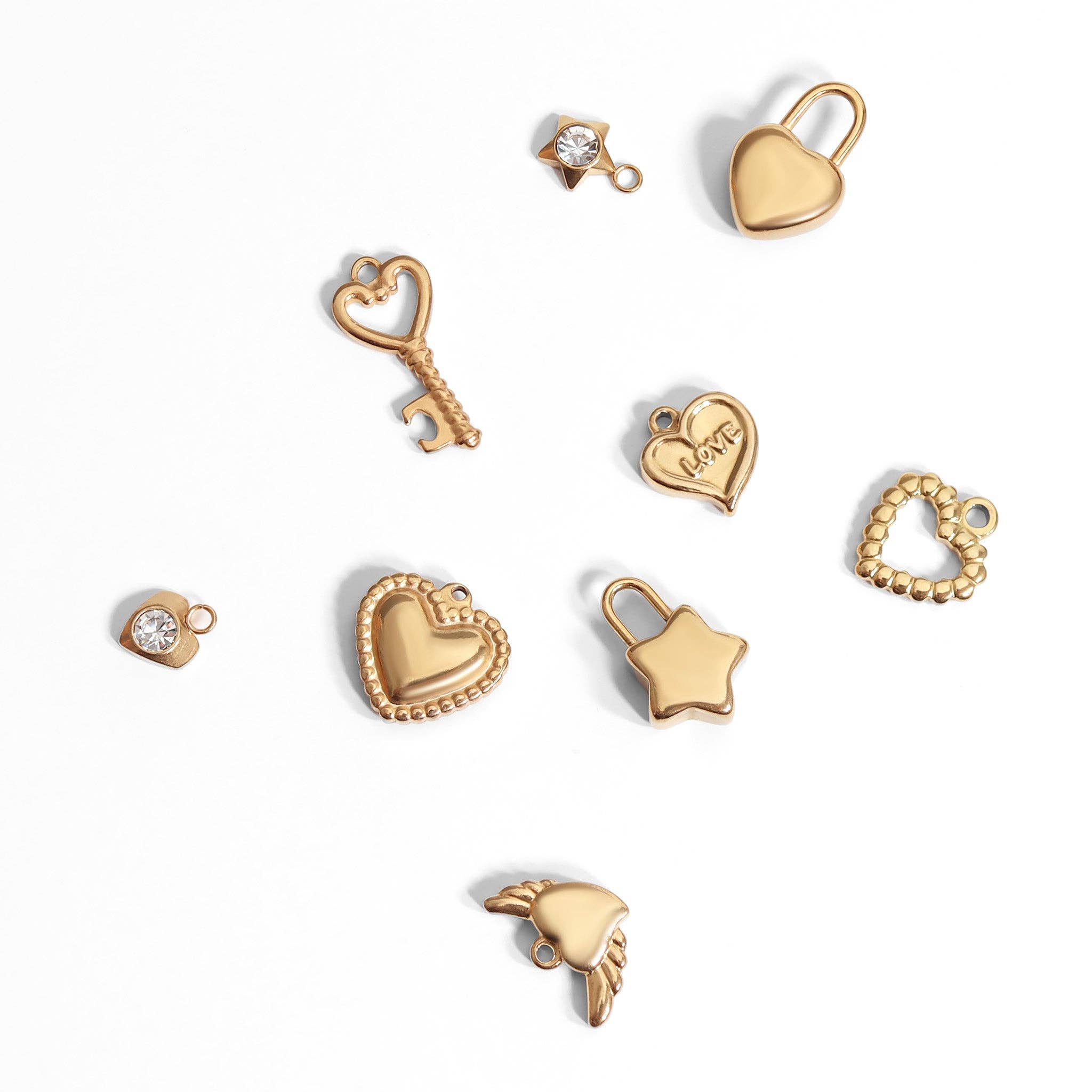 WJW - Vendita all'ingrosso Ciondolo/pendente - Ciondolo a forma di cuore in acciaio inossidabile PVD in oro 18 carati1